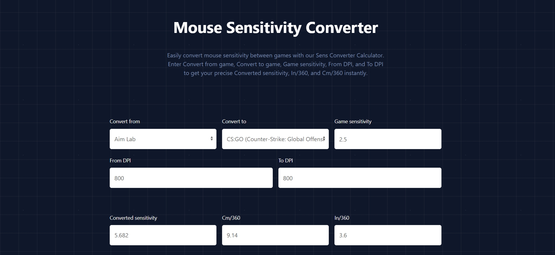 Mouse Sensitivity Converter